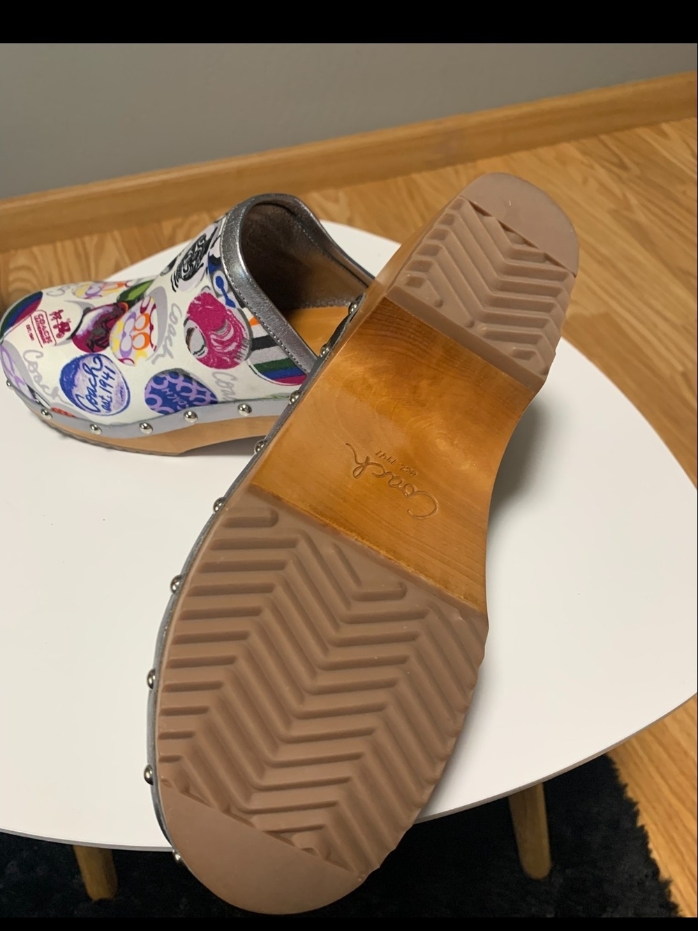 RARE Coach Y2K Pop Art Multicolor Logo-Print Clog Mule - Picture 3 of 7